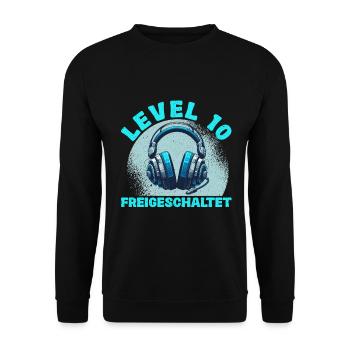 Level 10 Freigeschaltet Gaming Geburtstag PC - Unisex Pullover - Schwarz - Vorne - Alina (178cm) & Michal (187cm)