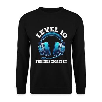 Level 10 Freigeschaltet Gaming Geburtstag PC - Unisex Pullover - Schwarz - Vorne - Alina (178cm) & Michal (187cm)