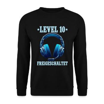 Level 10 Freigeschaltet Gaming Geburtstag PC - Unisex Pullover - Schwarz - Vorne - Alina (178cm) & Michal (187cm)