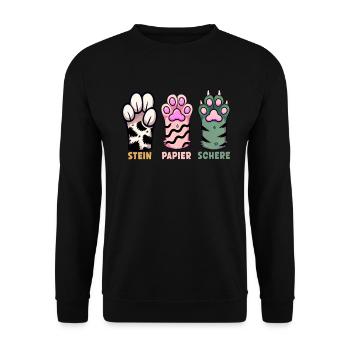 Cat Stone Paper Scissors Paw Game Funny - Unisex Sweatshirt - black - Front - Alina (178cm) & Michal (187cm)