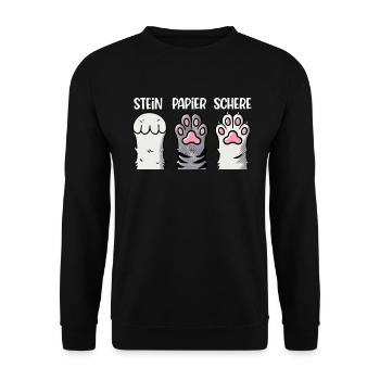 Cat Stone Paper Scissors Paw Game Funny - Unisex Sweatshirt - black - Front - Alina (178cm) & Michal (187cm)