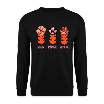 Cat Stone Paper Scissors Paw Game Funny - Unisex Sweatshirt - black - Front - Alina (178cm) & Michal (187cm)