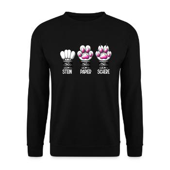 Cat Stone Paper Scissors Paw Game Funny - Unisex Sweatshirt - black - Front - Alina (178cm) & Michal (187cm)