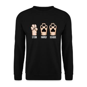 Cat Stone Paper Scissors Paw Game Funny - Unisex Sweatshirt - black - Front - Alina (178cm) & Michal (187cm)