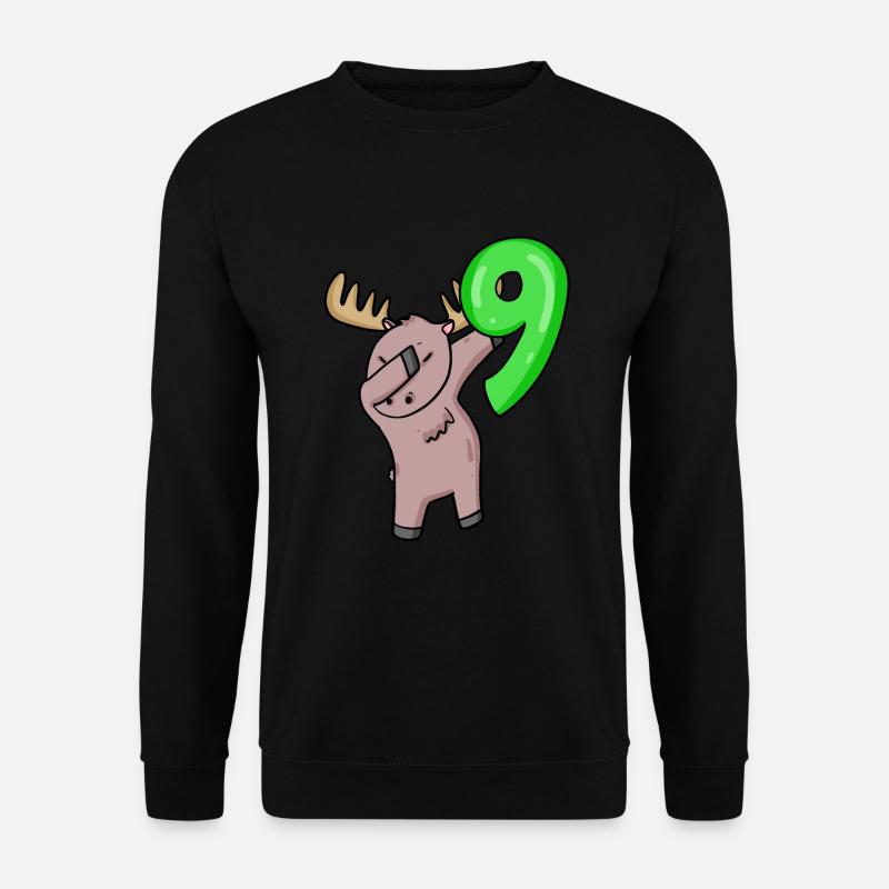 9th Birthday Moose - 9 Years - Unisex Sweatshirt - black