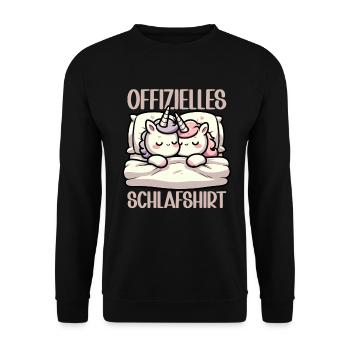 Official Sleep Shirt Unicorn Nights Pajamas - Unisex Sweatshirt - black - Front - Alina (178cm) & Michal (187cm)