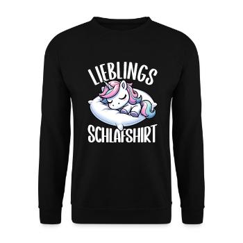 Official Sleep Shirt Unicorn Nights Pajamas - Unisex Sweatshirt - black - Front - Alina (178cm) & Michal (187cm)