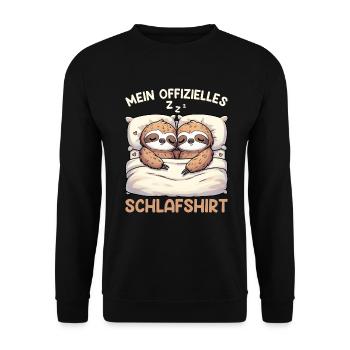 Official Sleep Shirt Sloth Late Riser - Unisex Sweatshirt - black - Front - Alina (178cm) & Michal (187cm)