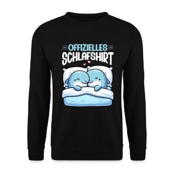 Official Sleep Shirt Dolphin Pajamas - Unisex Sweatshirt - black - Front - Alina (178cm) & Michal (187cm)