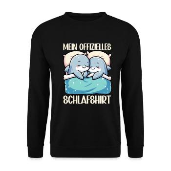 Official Sleep Shirt Dolphin Pajamas - Unisex Sweatshirt - black - Front - Alina (178cm) & Michal (187cm)