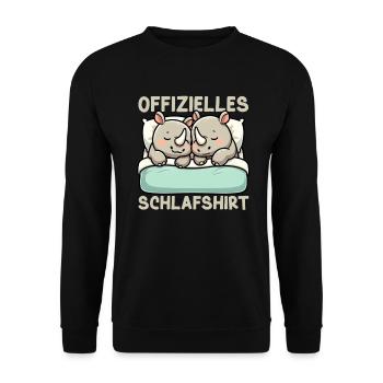 Official Sleeping Shirt Rhinoceros Late Riser - Unisex Sweatshirt - black - Front - Alina (178cm) & Michal (187cm)