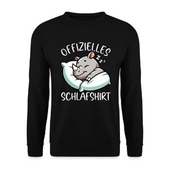Official Sleeping Shirt Rhinoceros Late Riser - Unisex Sweatshirt - black - Front - Alina (178cm) & Michal (187cm)