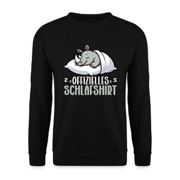 Official Sleeping Shirt Rhinoceros Late Riser - Unisex Sweatshirt - black - Front - Alina (178cm) & Michal (187cm)