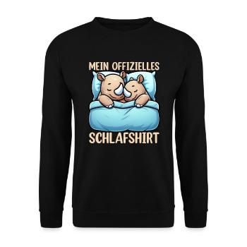 Official Sleeping Shirt Rhinoceros Late Riser - Unisex Sweatshirt - black - Front - Alina (178cm) & Michal (187cm)
