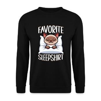 Official Sleeping Shirt Burmese Cat Pajamas - Unisex Sweatshirt - black - Front - Alina (178cm) & Michal (187cm)