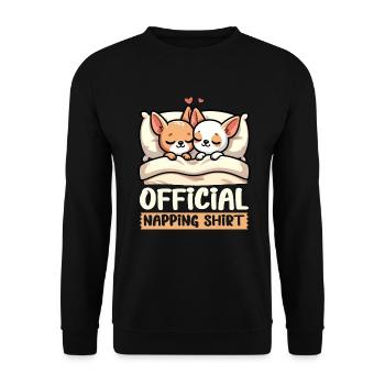 Maison Officielle Sleeping House Chihuahua Chien Schlafyhead - Sweat-shirt Unisexe - noir - Devant - Alina (178cm) & Michal (187cm)