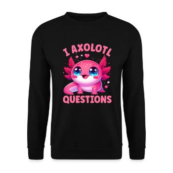Axolotl Süßer Amphibien -Haustierliebhaber Otaku - Unisex Pullover - Schwarz - Vorne - Alina (178cm) & Michal (187cm)