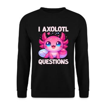 Axolotl Süßer Amphibien -Haustierliebhaber Otaku - Unisex Pullover - Schwarz - Vorne - Alina (178cm) & Michal (187cm)