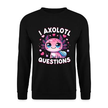 Axolotl Süßer Amphibien -Haustierliebhaber Otaku - Unisex Pullover - Schwarz - Vorne - Alina (178cm) & Michal (187cm)