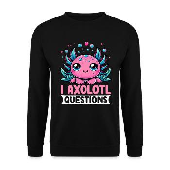 Axolotl Süßer Amphibien -Haustierliebhaber Otaku - Unisex Pullover - Schwarz - Vorne - Alina (178cm) & Michal (187cm)