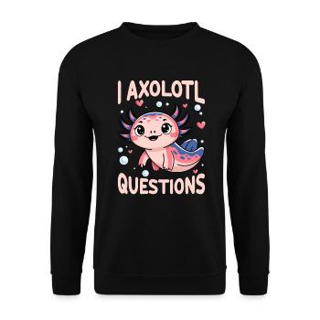 Axolotl Süßer Amphibien -Haustierliebhaber Otaku - Unisex Pullover - Schwarz - Vorne - Alina (178cm) & Michal (187cm)