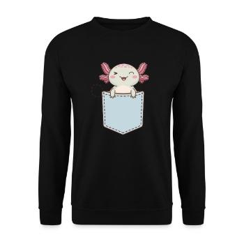 Axolotl Süßer Amphibien -Haustierliebhaber Otaku - Unisex Pullover - Schwarz - Vorne - Alina (178cm) & Michal (187cm)