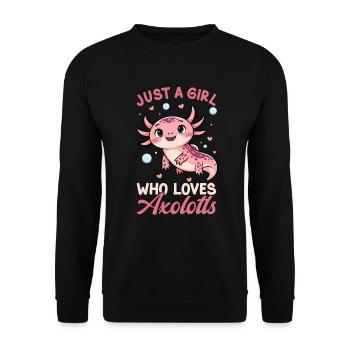 Axolotl Süßer Amphibien -Haustierliebhaber Otaku - Unisex Pullover - Schwarz - Vorne - Alina (178cm) & Michal (187cm)