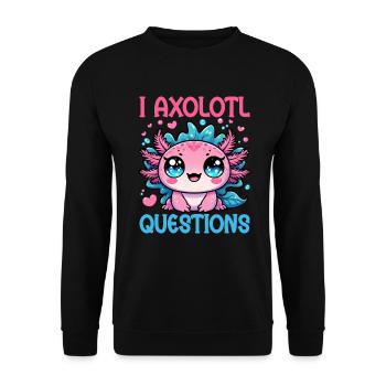 Axolotl Süßer Amphibien -Haustierliebhaber Otaku - Unisex Pullover - Schwarz - Vorne - Alina (178cm) & Michal (187cm)