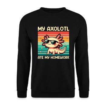 Axolotl Süßer Amphibien -Haustierliebhaber Otaku - Unisex Pullover - Schwarz - Vorne - Alina (178cm) & Michal (187cm)