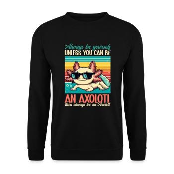 Axolotl Süßer Amphibien -Haustierliebhaber Otaku - Unisex Pullover - Schwarz - Vorne - Alina (178cm) & Michal (187cm)