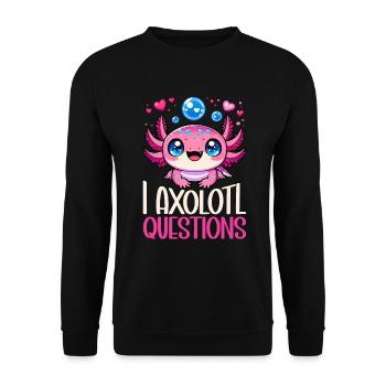 Axolotl Süßer Amphibien -Haustierliebhaber Otaku - Unisex Pullover - Schwarz - Vorne - Alina (178cm) & Michal (187cm)
