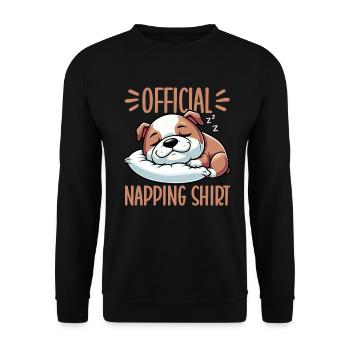 Official Sleeping House Bulldog Lover Lazy - Unisex Sweatshirt - black - Front - Alina (178cm) & Michal (187cm)