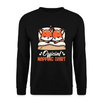 Official Sleeper Fox Cute Funny Lazy - Unisex Sweatshirt - black - Front - Alina (178cm) & Michal (187cm)