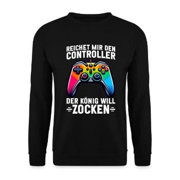 Hands me the controller the king wants to gamble - Unisex Sweatshirt - black - Front - Alina (178cm) & Michal (187cm)