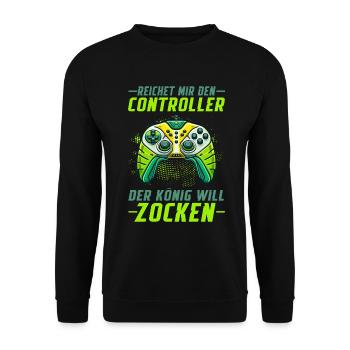 Hands me the controller the king wants to gamble - Unisex Sweatshirt - black - Front - Alina (178cm) & Michal (187cm)