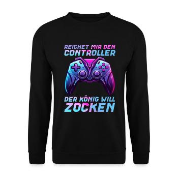 Hands me the controller the king wants to gamble - Unisex Sweatshirt - black - Front - Alina (178cm) & Michal (187cm)