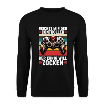 Hands me the controller the king wants to gamble - Unisex Sweatshirt - black - Front - Alina (178cm) & Michal (187cm)