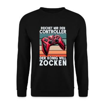 Hands me the controller the king wants to gamble - Unisex Sweatshirt - black - Front - Alina (178cm) & Michal (187cm)