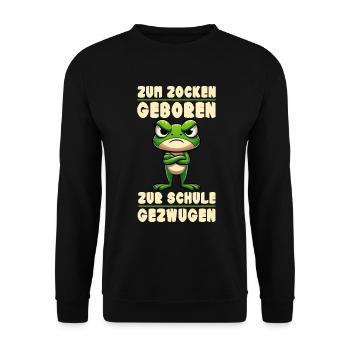 Born to gamble Forced to go to school Frog - Unisex Sweatshirt - black - Front - Alina (178cm) & Michal (187cm)