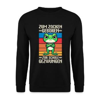 Born to gamble Forced to go to school Frog - Unisex Sweatshirt - black - Front - Alina (178cm) & Michal (187cm)