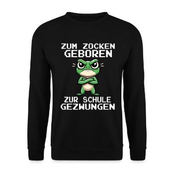 Born to gamble Forced to go to school Frog - Unisex Sweatshirt - black - Front - Alina (178cm) & Michal (187cm)