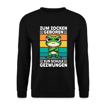 Born to gamble Forced to go to school Frog - Unisex Sweatshirt - black - Front - Alina (178cm) & Michal (187cm)