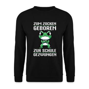 Born to gamble Forced to go to school Frog - Unisex Sweatshirt - black - Front - Alina (178cm) & Michal (187cm)