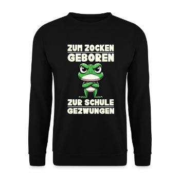 Born to gamble Forced to go to school Frog - Unisex Sweatshirt - black - Front - Alina (178cm) & Michal (187cm)