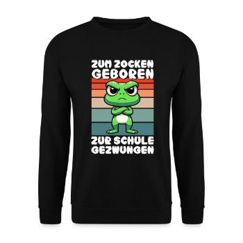 Born to gamble Forced to go to school Frog - Unisex Sweatshirt - black - Front - Alina (178cm) & Michal (187cm)