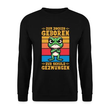 Born to gamble Forced to go to school Frog - Unisex Sweatshirt - black - Front - Alina (178cm) & Michal (187cm)