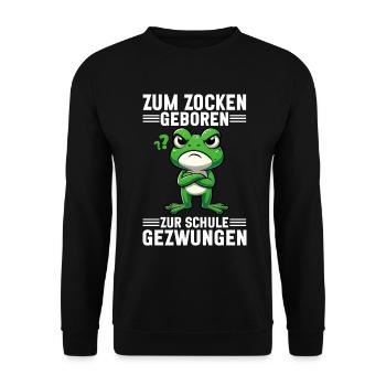 Born to gamble Forced to go to school Frog - Unisex Sweatshirt - black - Front - Alina (178cm) & Michal (187cm)