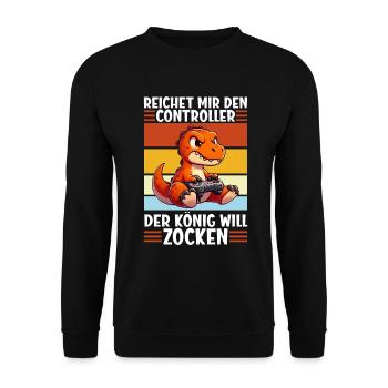 Il me tend la manette que le roi veut jouer - Sweat-shirt Unisexe - noir - Devant - Alina (178cm) & Michal (187cm)