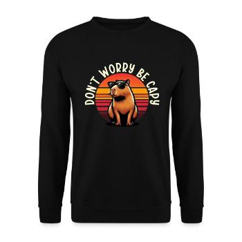 Mach Dir Keine Sorgen, Sei Capy Süße Capybara - Unisex Pullover - Schwarz - Vorne - Alina (178cm) & Michal (187cm)