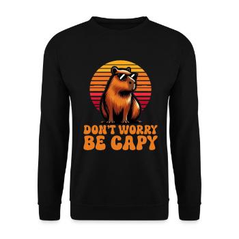 Mach Dir Keine Sorgen, Sei Capy Süße Capybara - Unisex Pullover - Schwarz - Vorne - Alina (178cm) & Michal (187cm)